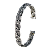 Olivia Silver Cuff Bracelet - Elegant Braided Design Plain Silver